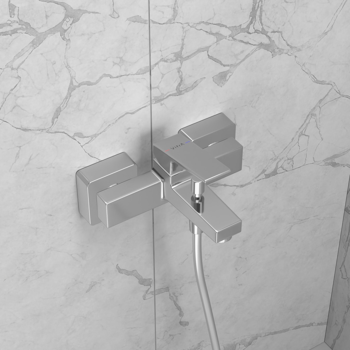 Настенный смеситель для ванны VitrA Minimax Square (Минимакс Сквуэр) A43520EXP однорычажный хром латунь