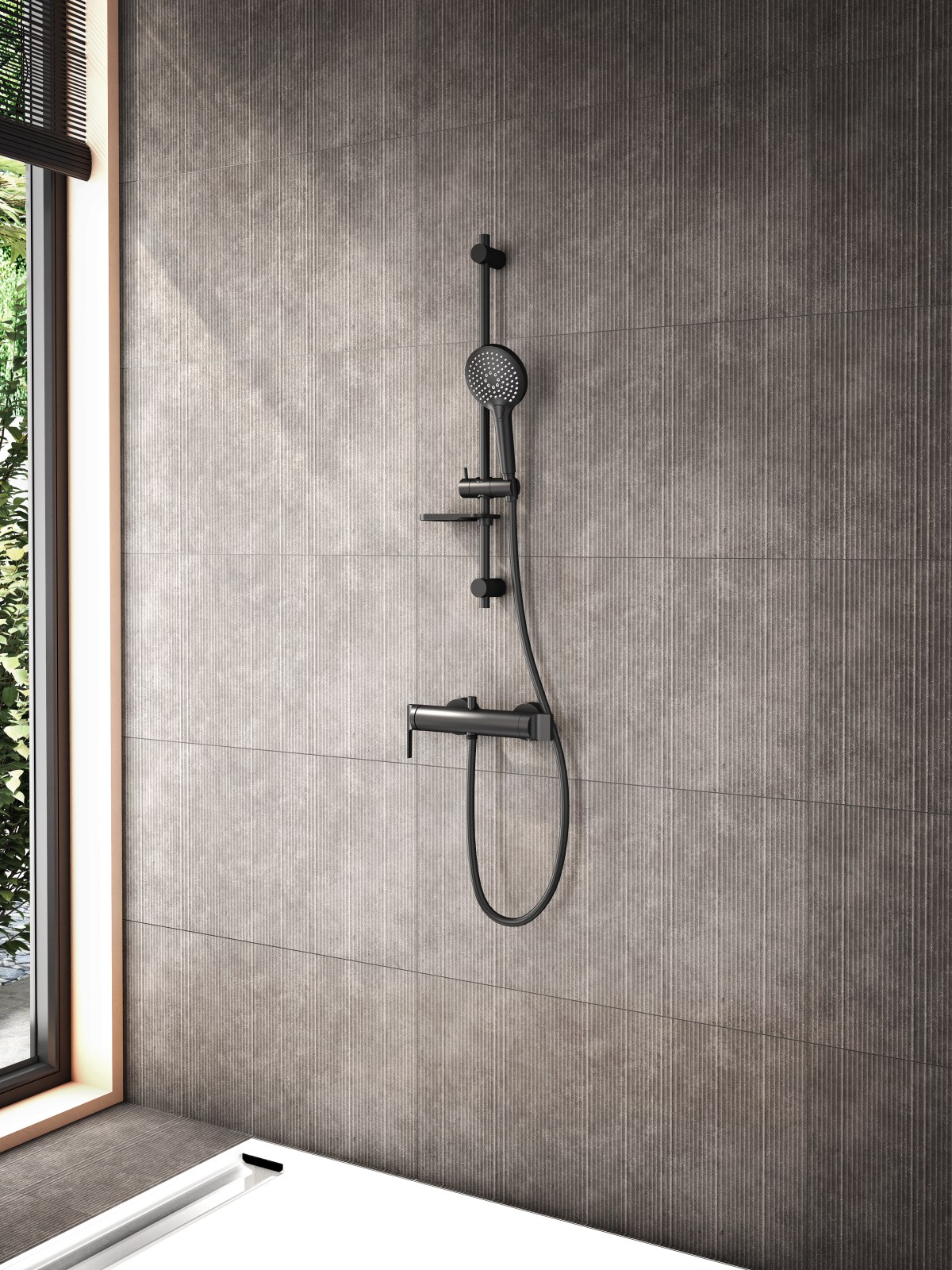 Душевая стойка VitrA Bliss (Блисс) A4574336EXP с ручным душем без смесителя с мыльницей матовая черная