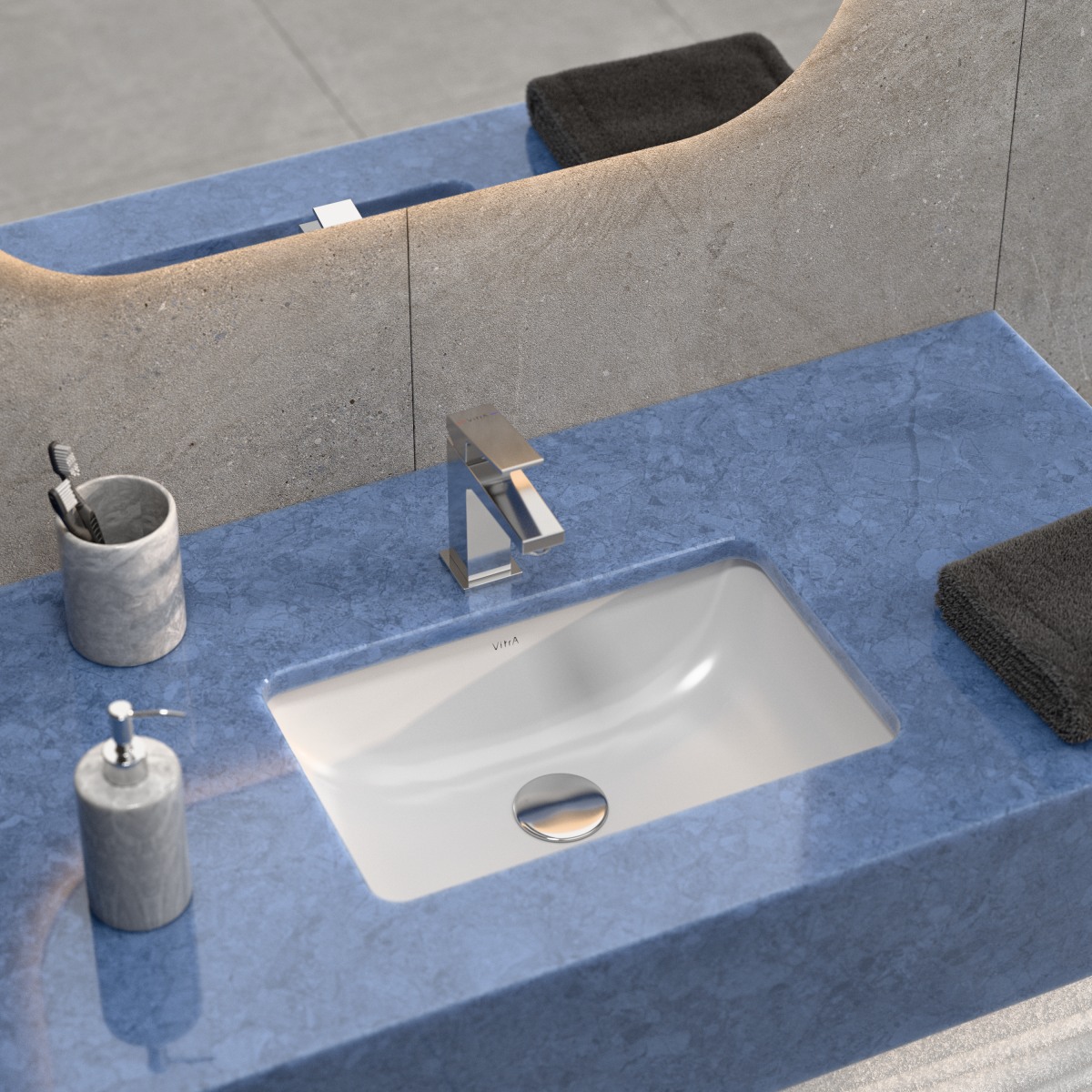 Встраиваемая снизу раковина VitrA S20 7475B003-0618 55 x 37 см прямоугольная белая антибактериальное покрытие Hygiene (Хайджн)