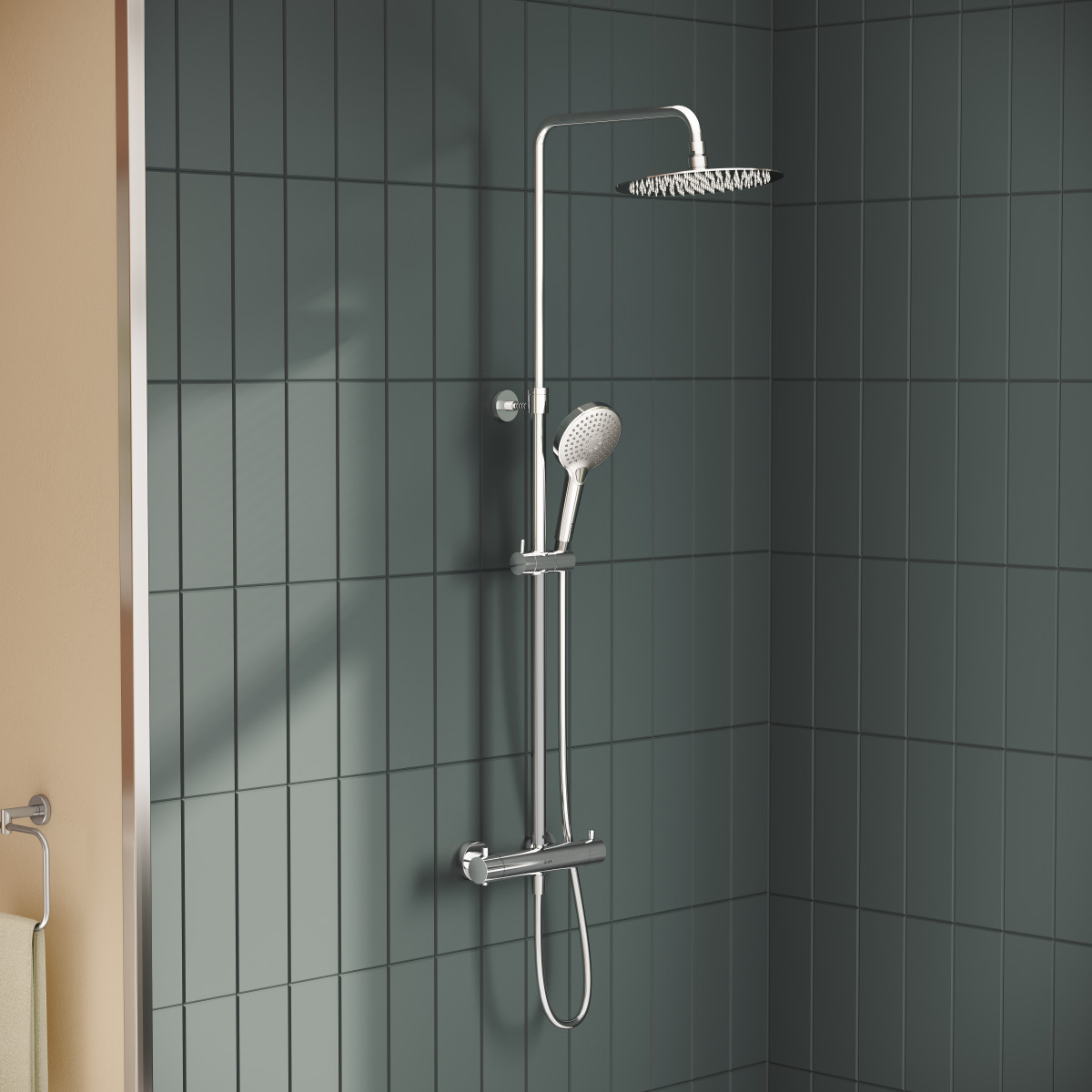 Душевая система VitrA AquaHeat (Аквахит) A47201EXP с термостатическим смесителем и ручным душем хром латунь