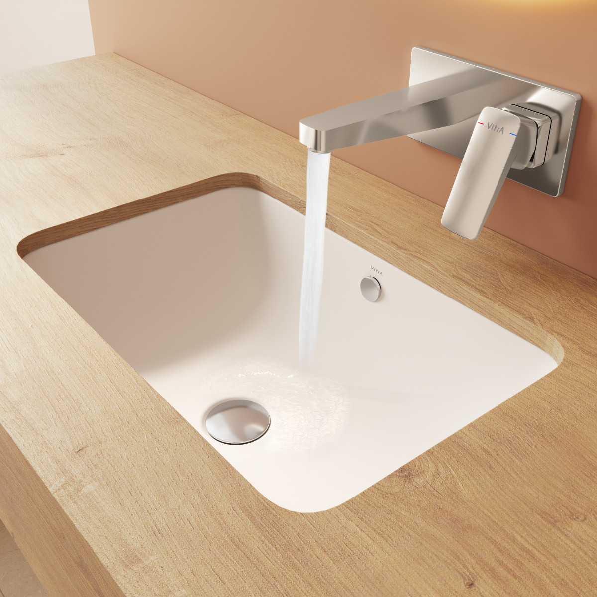 Встраиваемая снизу раковина VitrA S20 7475B003-0618 55 x 37 см прямоугольная белая антибактериальное покрытие Hygiene (Хайджн)