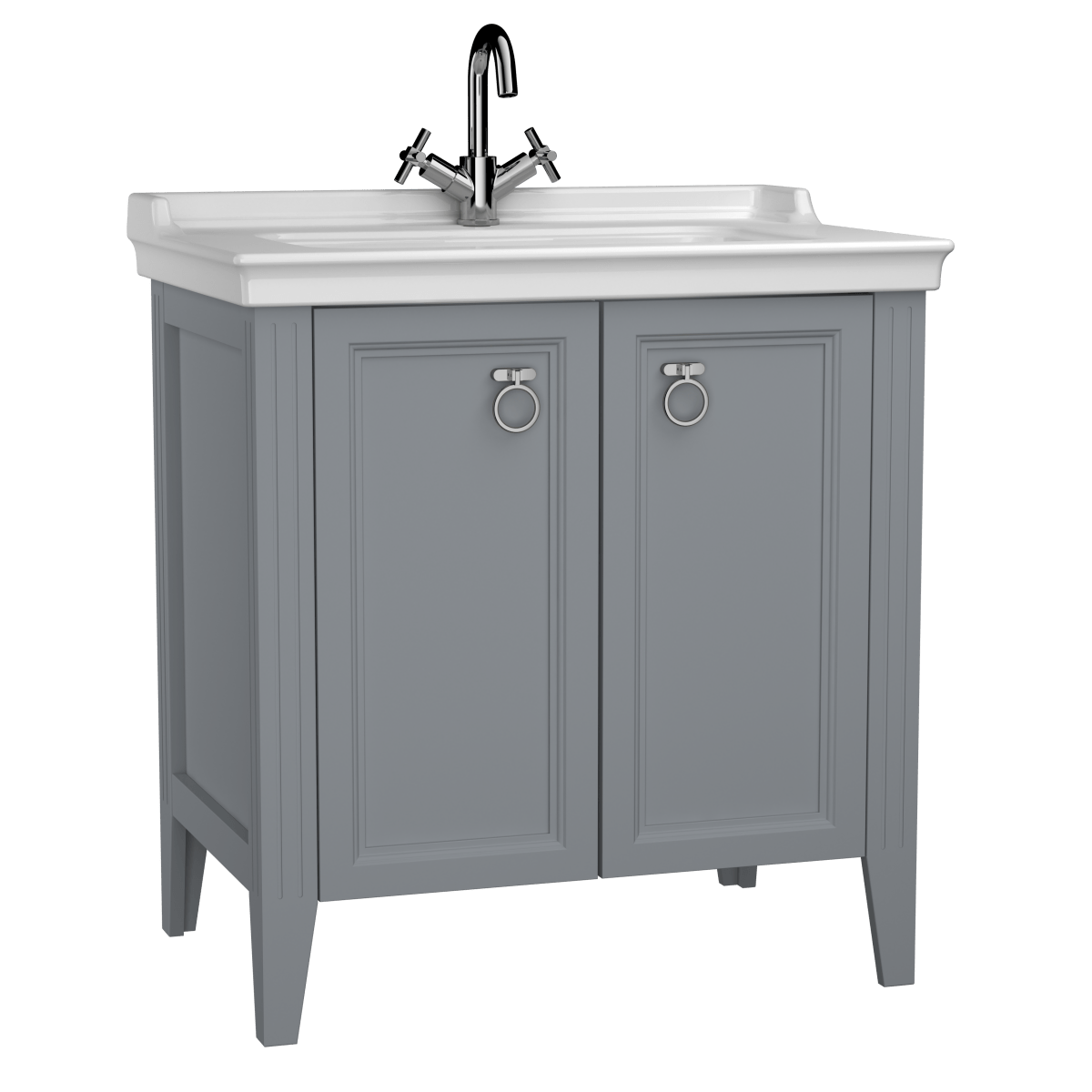 Тумба с раковиной для ванной VitrA Valarte (Валарте) 62154 80 см матовая серая МДФ