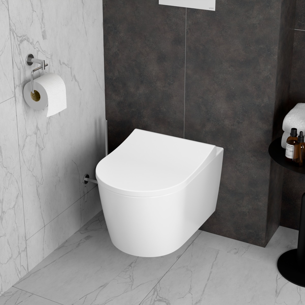 Подвесной унитаз VitrA Metropole Round (Метрополь Раунд) 7910B003-6429 безободковый QuantumFlush (Квантум Флаш) с сиденьем микролифт белый санитарный фарфор