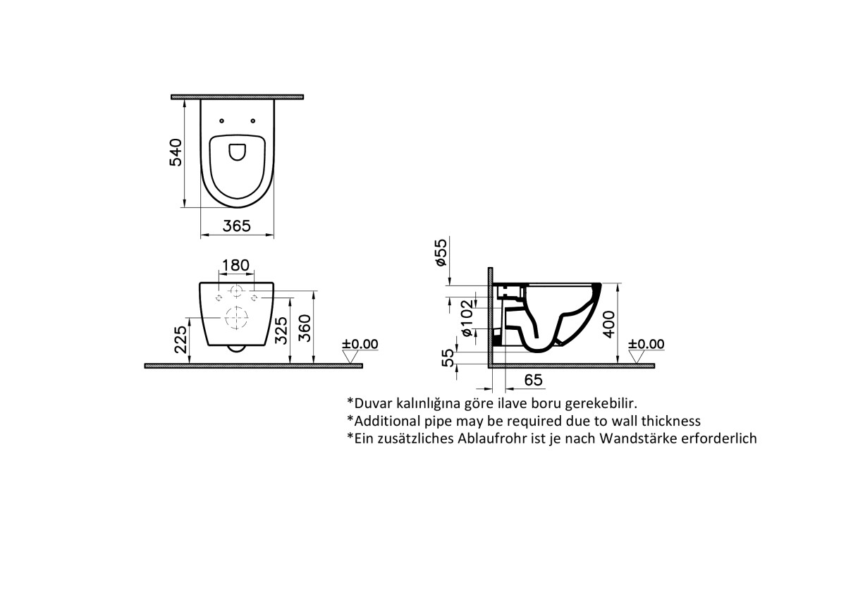 Подвесной унитаз VitrA Sento (Сенто) 7748B003-0075 безободковый Rim-ex (Рим-экс) белый санитарный фарфор антибактериальное покрытие Hygiene (Хайджн)
