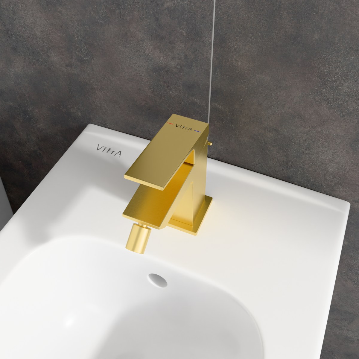 Смеситель для биде VitrA Minimax Square (Минимакс Скуэр) A4372625EXP, однорычажный, брашированное золото, латунь