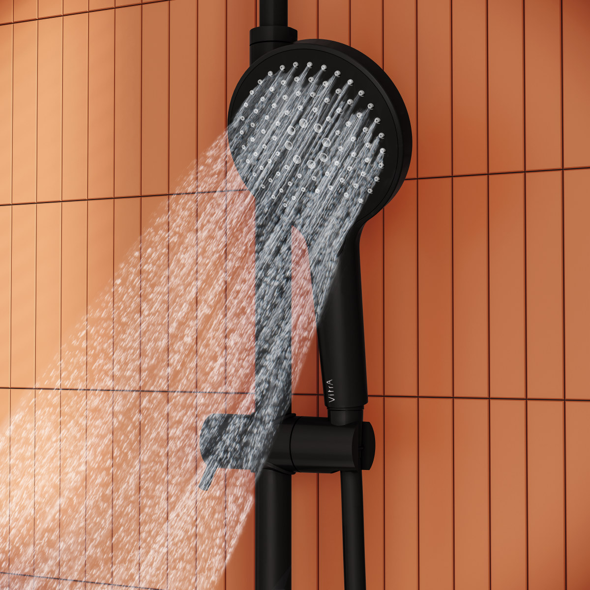 Душевая система VitrA Aquaheat(Аквахит) A4720536EXP с термостатическим смесителем и ручным душем матовая черная латунь