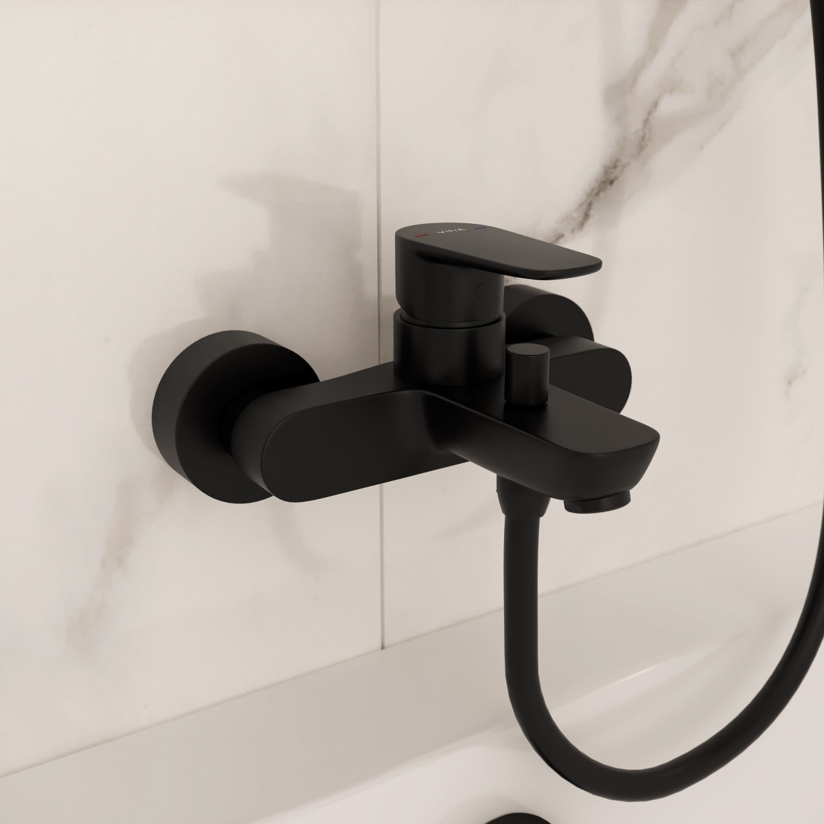 Смеситель настенный VitrA Flow Soft (Флоу Софт) A4294636EXP для ванны однорычажный матовый черный латунь