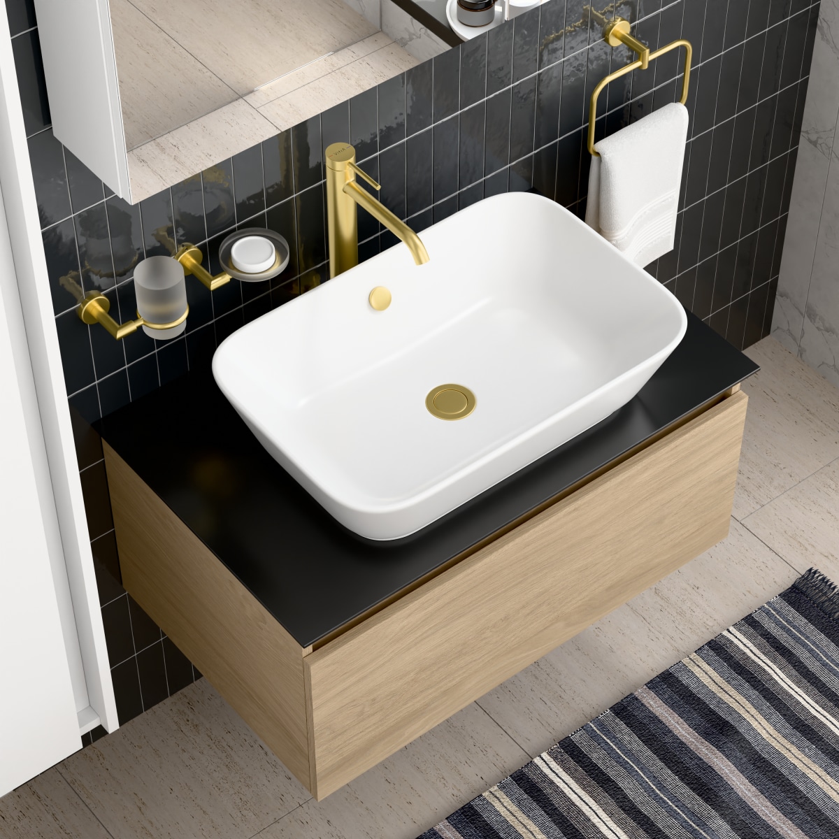 Смеситель для раковины-чаши VitrA Minimax Round (Минимакс Раунд) A4353425EXP однорычажный брашированное золото латунь