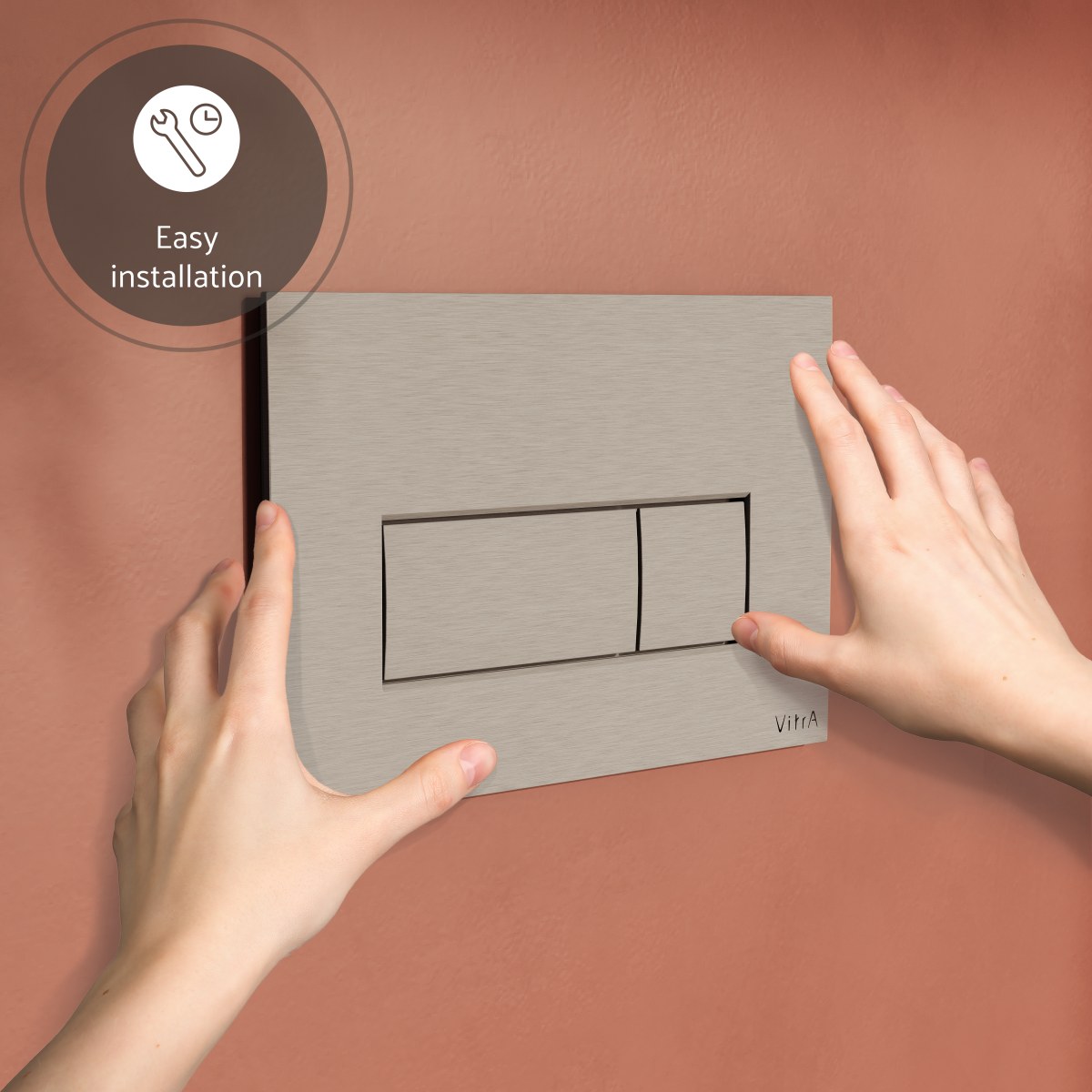 Кнопка смыва для инсталляции VitrA Root Square (Рут Скуэр) 740-2395 брашированный никель двойный смыв