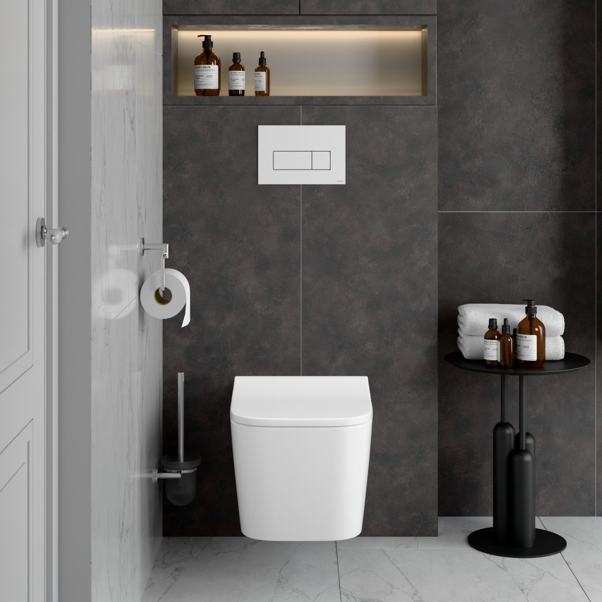 Подвесной унитаз VitrA Metropole Square (Метрополь Сквэр) 7906B003-6430 безободковый QuantumFlush (Квантум Флаш) с сиденьем микролифт белый санитарный фарфор