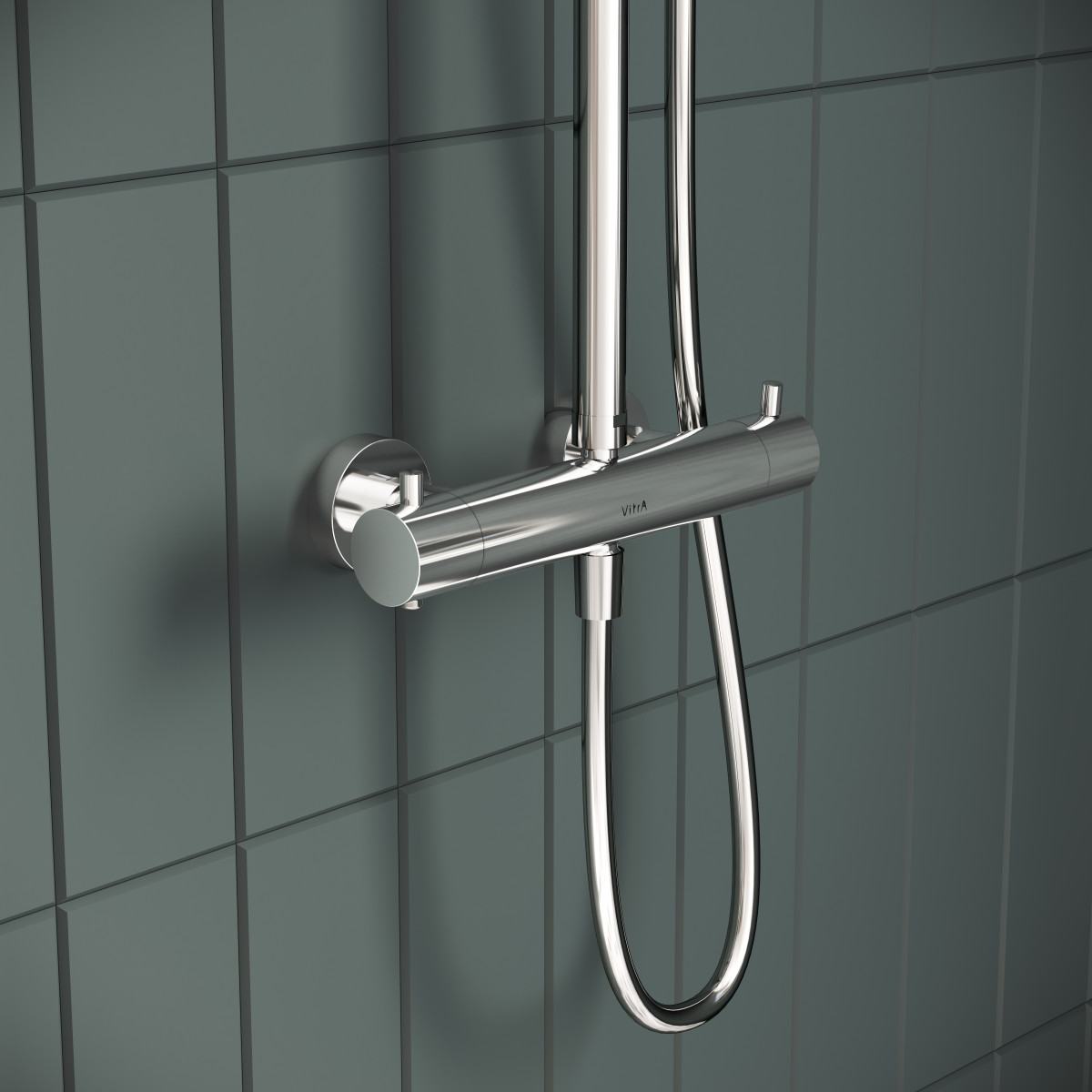 Душевая система VitrA AquaHeat (Аквахит) A47201EXP с термостатическим смесителем и ручным душем хром латунь