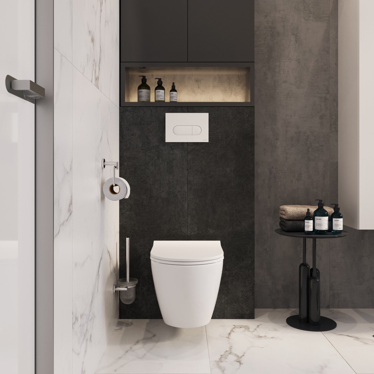 Инсталляция с унитазом VitrA Mia Round (Мия Раунд) 9873B003-7201 комплект 4 в 1 с сиденьем микролифт безободковый цвет клавиши глянцевый хром