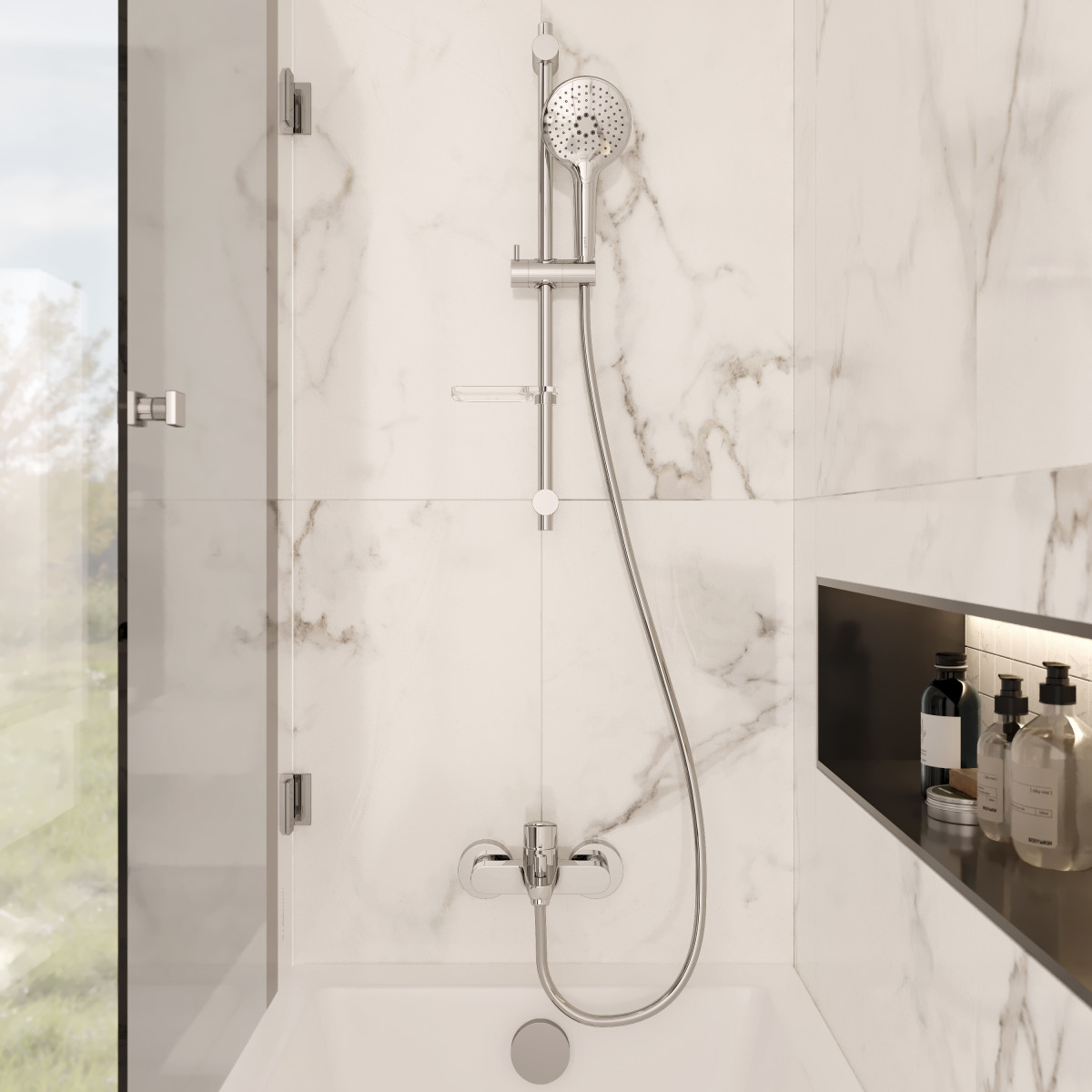 Душевая стойка VitrA Bliss (Блисс) A45743EXP с ручным душем без смесителя с мыльницей хром