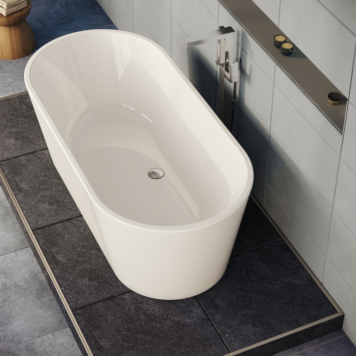 Ванна VitrA Geo (Гео) 65370006000 170 x 80,5 см отдельностоящая акриловая прямоугольная белая