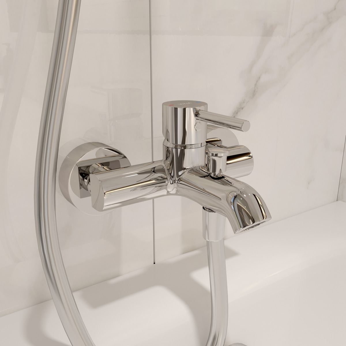 Смеситель настенный VitrA Minimax S (Минимакс С) A41994EXP для ванны однорычажный хром латунь