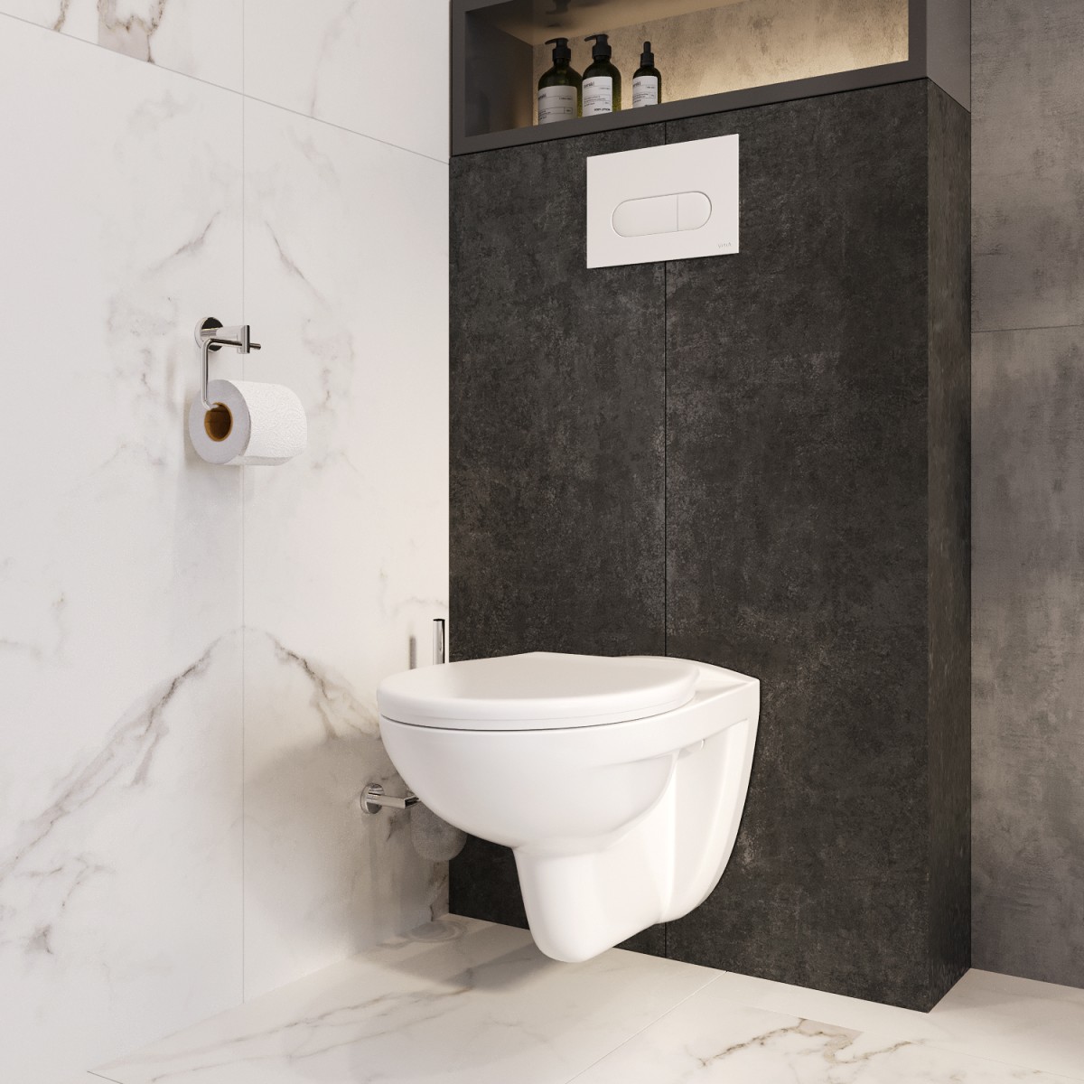 Подвесной унитаз VitrA Normus (Нормус) 6855B003-0101 ободковый Open-Rim белый санитарный фарфор антибактериальное покрытие Hygiene (Хайджн)