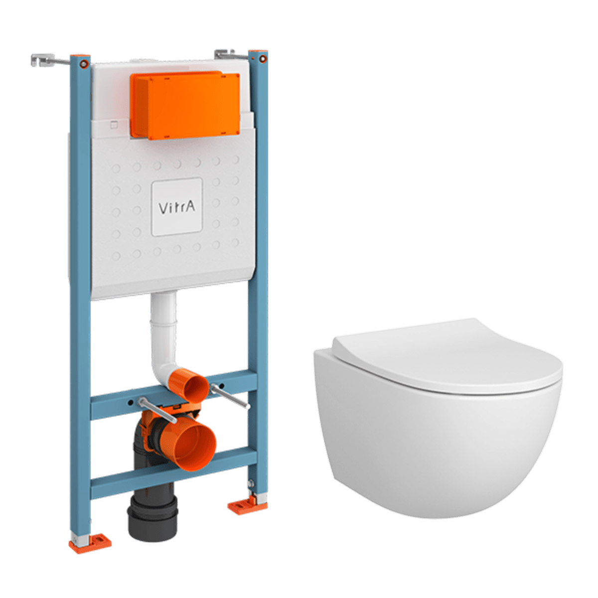 Инсталляция с унитазом VitrA Sento (Сенто) 9830B003-7211 комплект 3 в 1 с сиденьем микролифт безободковый