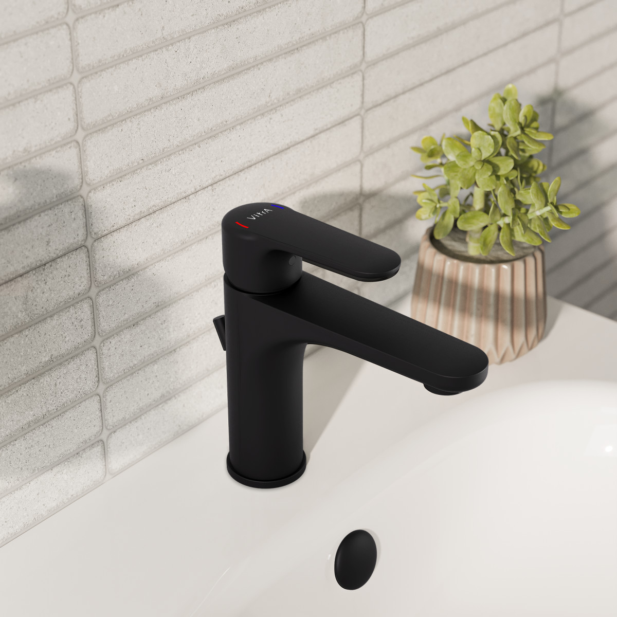 Смеситель для раковины VitrA Root Round (Рут Раунд) A4270636EXP однорычажный матовый черный латунь