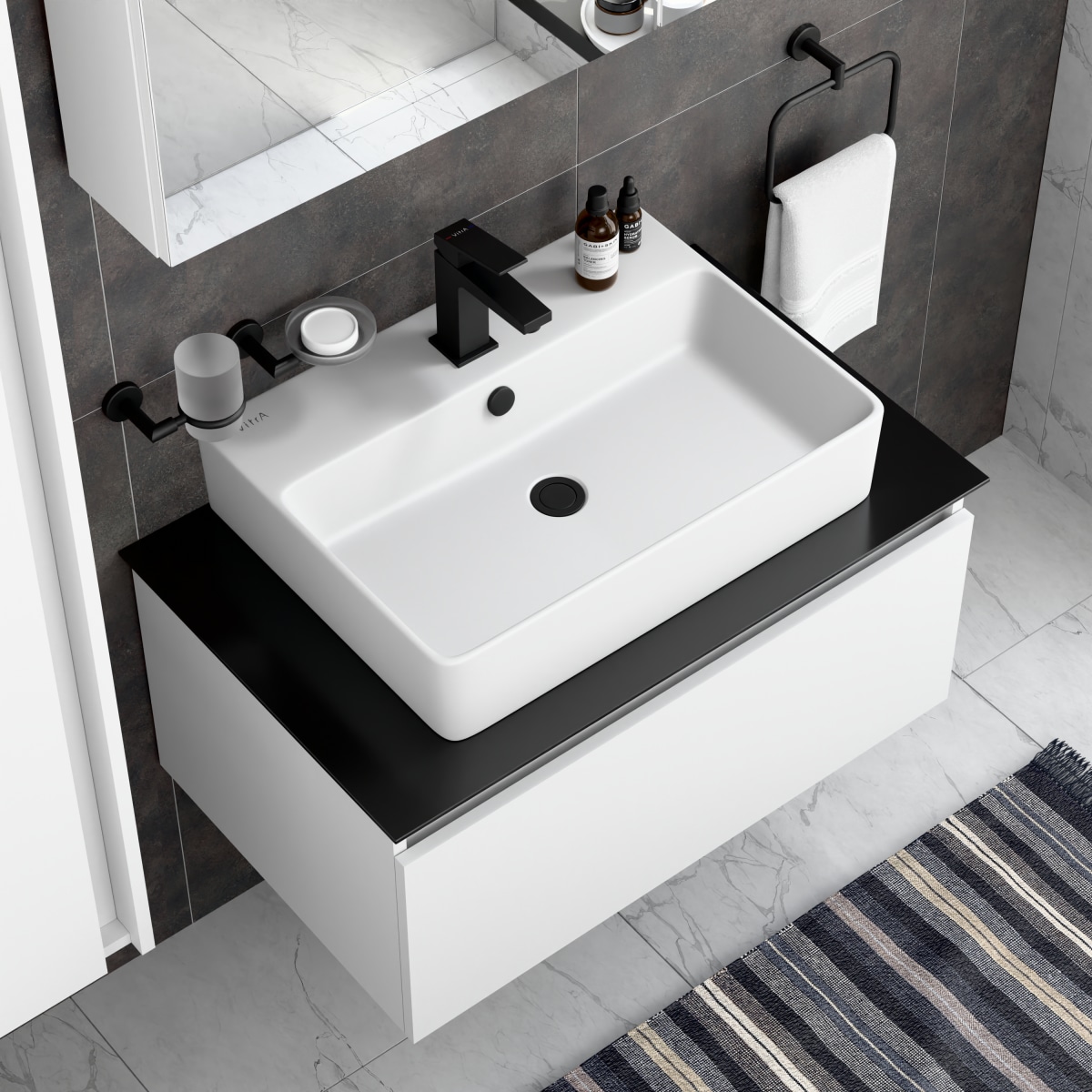 Смеситель для раковины VitrA Minimax Square (Минимакс Сквуэр) A4372036EXP однорычажный матовый черный латунь