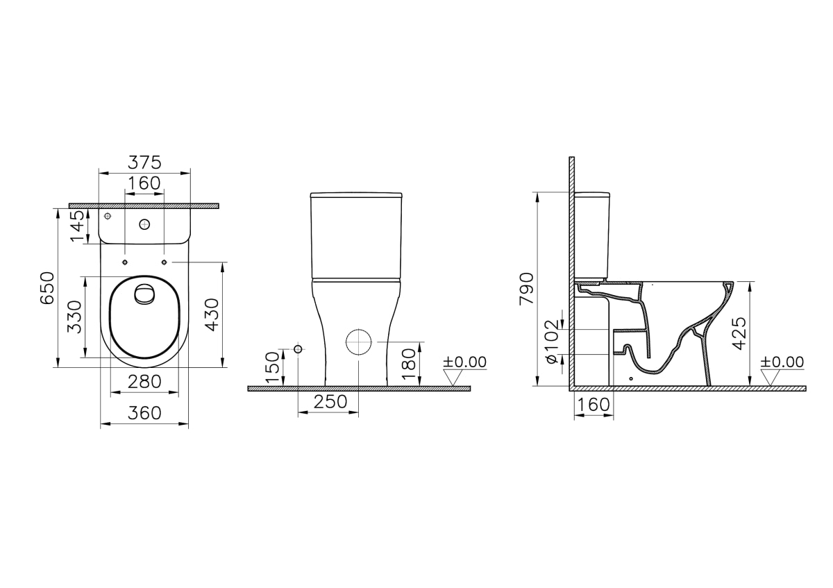 Унитаз-компакт напольный VitrA M50 9889B003-7200 безободковый VortexFlush с сиденьем микролифт белый санитарный фарфор