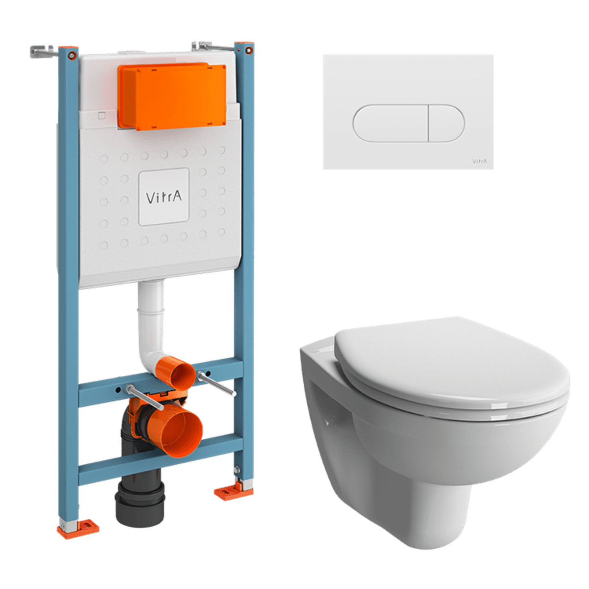 Инсталляция с унитазом VitrA Normus (Нормус) 9773B003-7207 комплект 4 в 1 цвет клавиши глянцевый белый