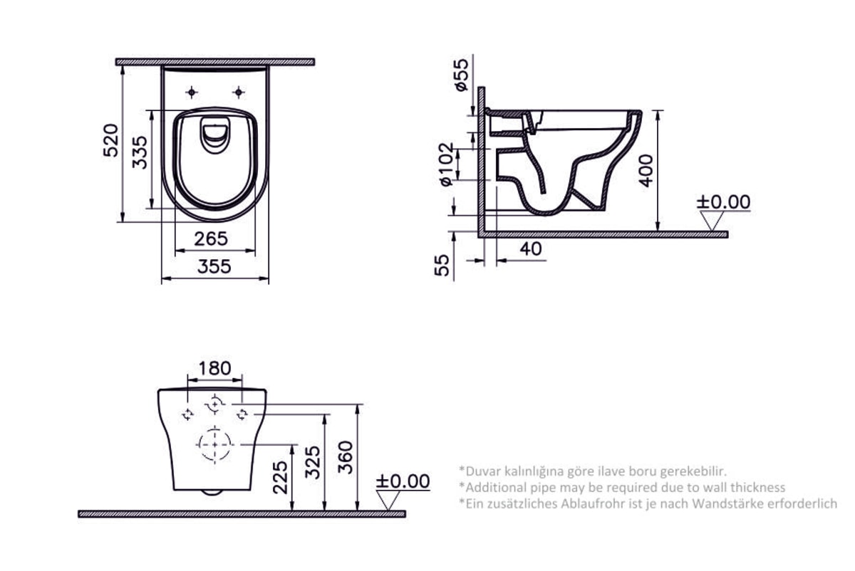 Подвесной унитаз VitrA Zentrum Round (Зентрум Раунд) 7786B003-0075 безободковый SmoothFlush (Смусфлаш) белый санитарный фарфор антибактериальное покрытие Hygiene (Хайджн)