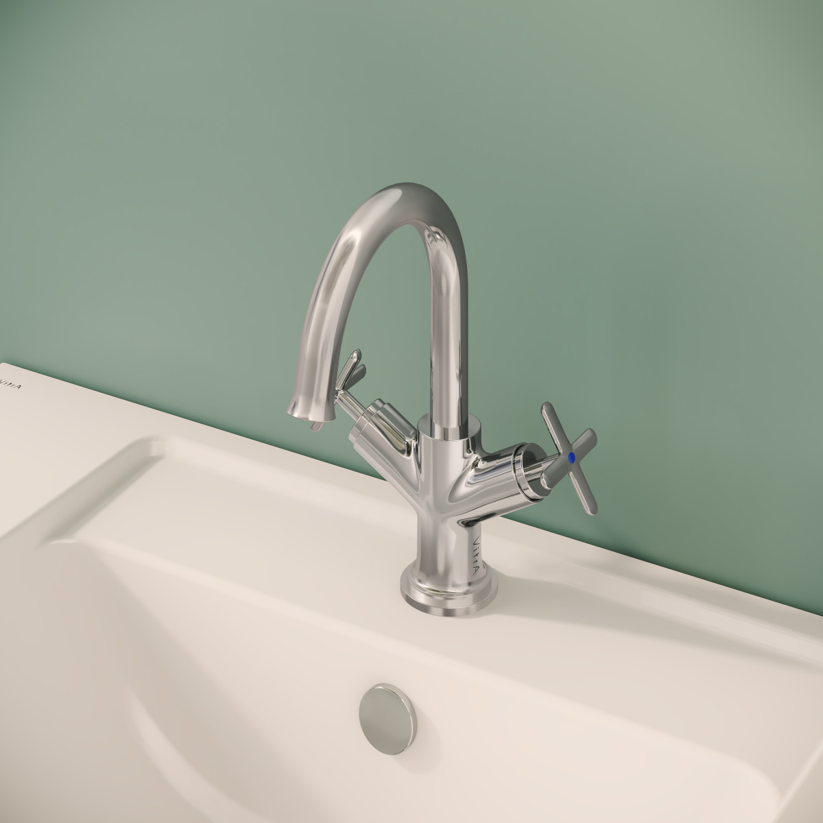 Смеситель для раковины VitrA Origin Classic (Ориджин Классик) A42884 двухрычажный хром латунь