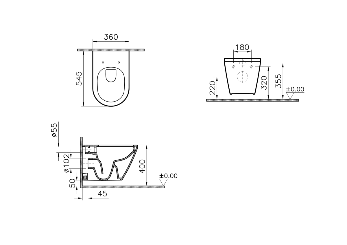 Подвесной унитаз VitrA Integra Round (Интегра Раунд) 7041B003-0075 безободковый Rim-ex (Рим-экс) белый санитарный фарфор антибактериальное покрытие Hygiene (Хайджн)