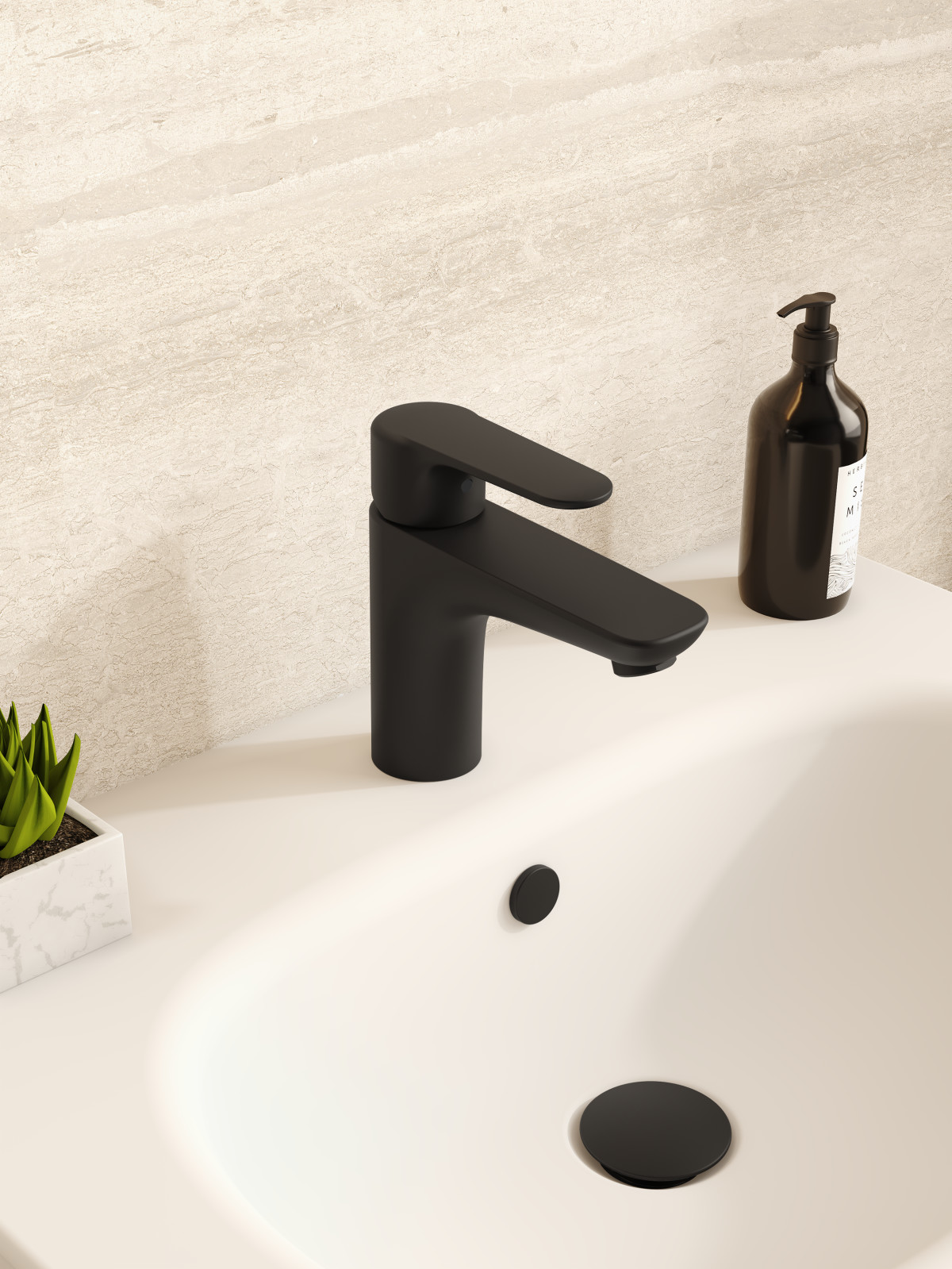 Смеситель для раковины VitrA Root Round (Рут Раунд) A4270636EXP однорычажный матовый черный латунь