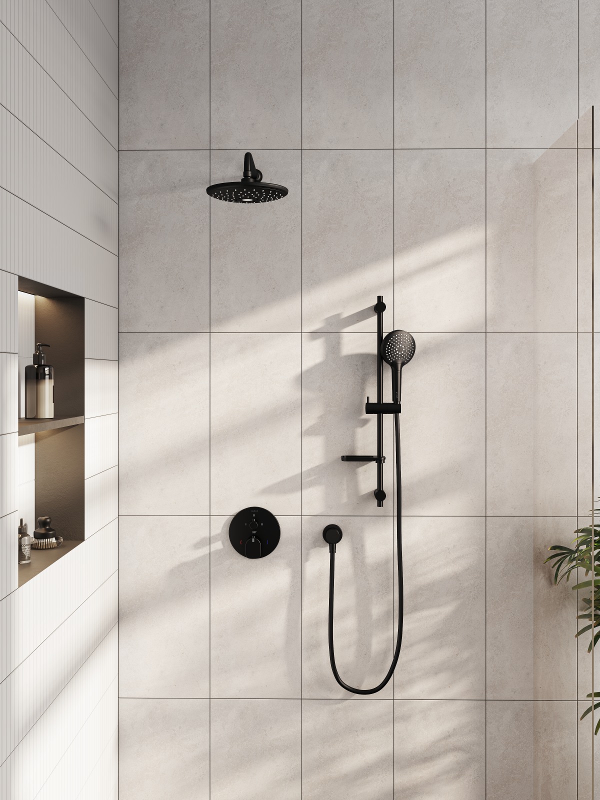 Душевая стойка VitrA Bliss (Блисс) A4574336EXP с ручным душем без смесителя с мыльницей матовая черная