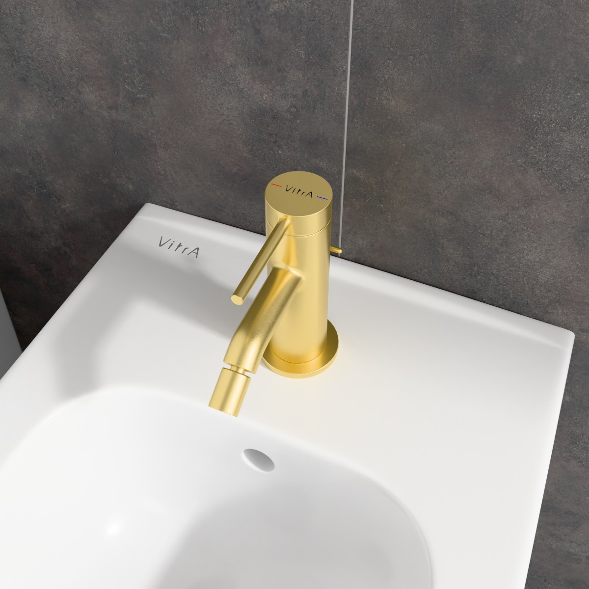 Смеситель для биде VitrA Minimax Round (Минимакс Раунд) A4353625EXP однорычажный брашированное золото латунь