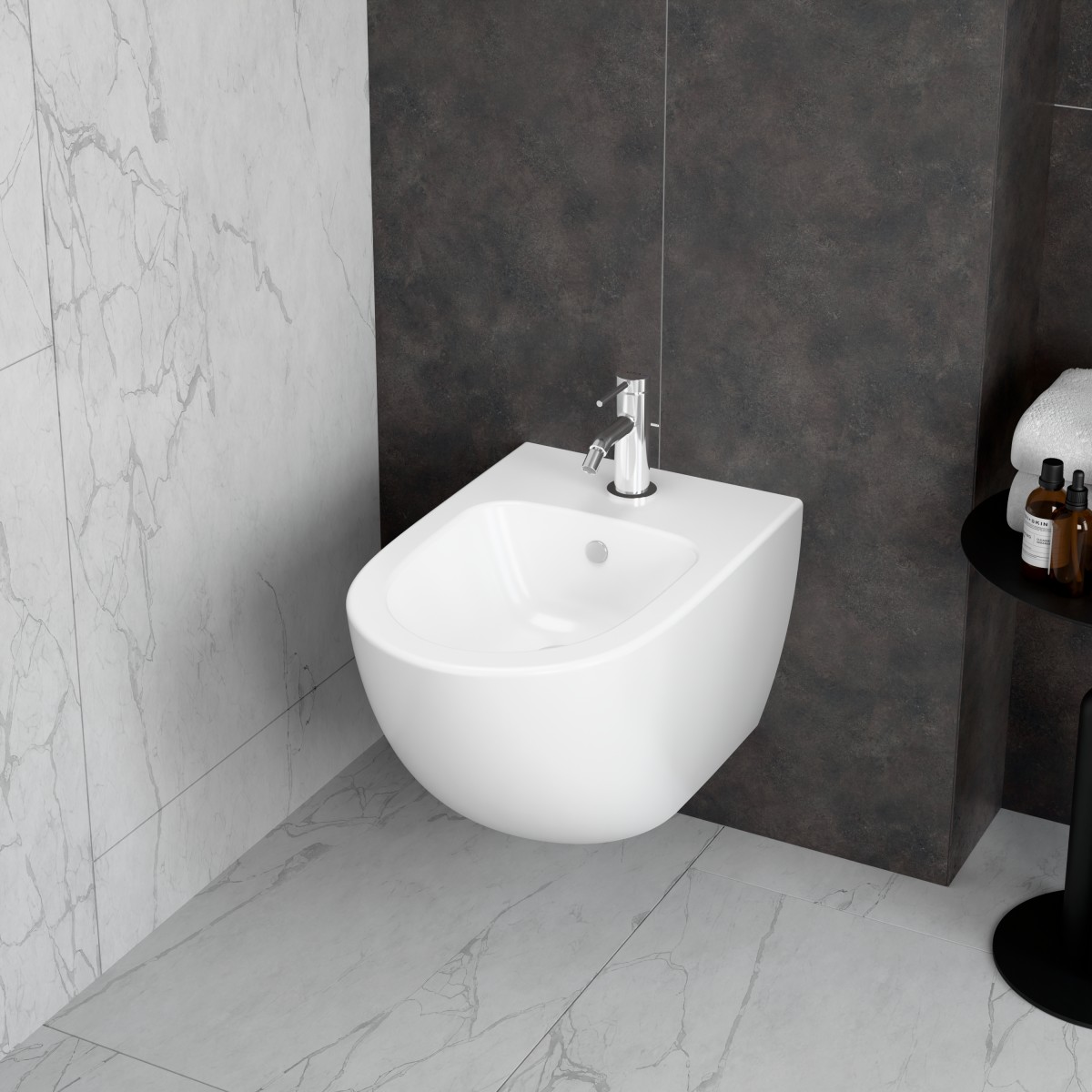 Биде VitrA Sento (Сенто) 4338B003-1046 подвесное белое с отверстием под смеситель покрытие Hygiene (Хайджн)