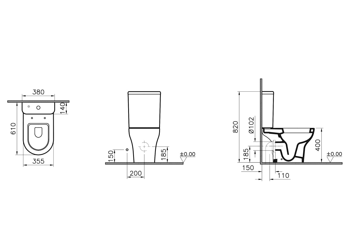 Унитаз-компакт напольный VitrA Zentrum (Зентрум) 9012B003-7204 с сиденьем микролифт белый санитарный фарфор антибактериальное покрытие Hygiene (Хайджн)