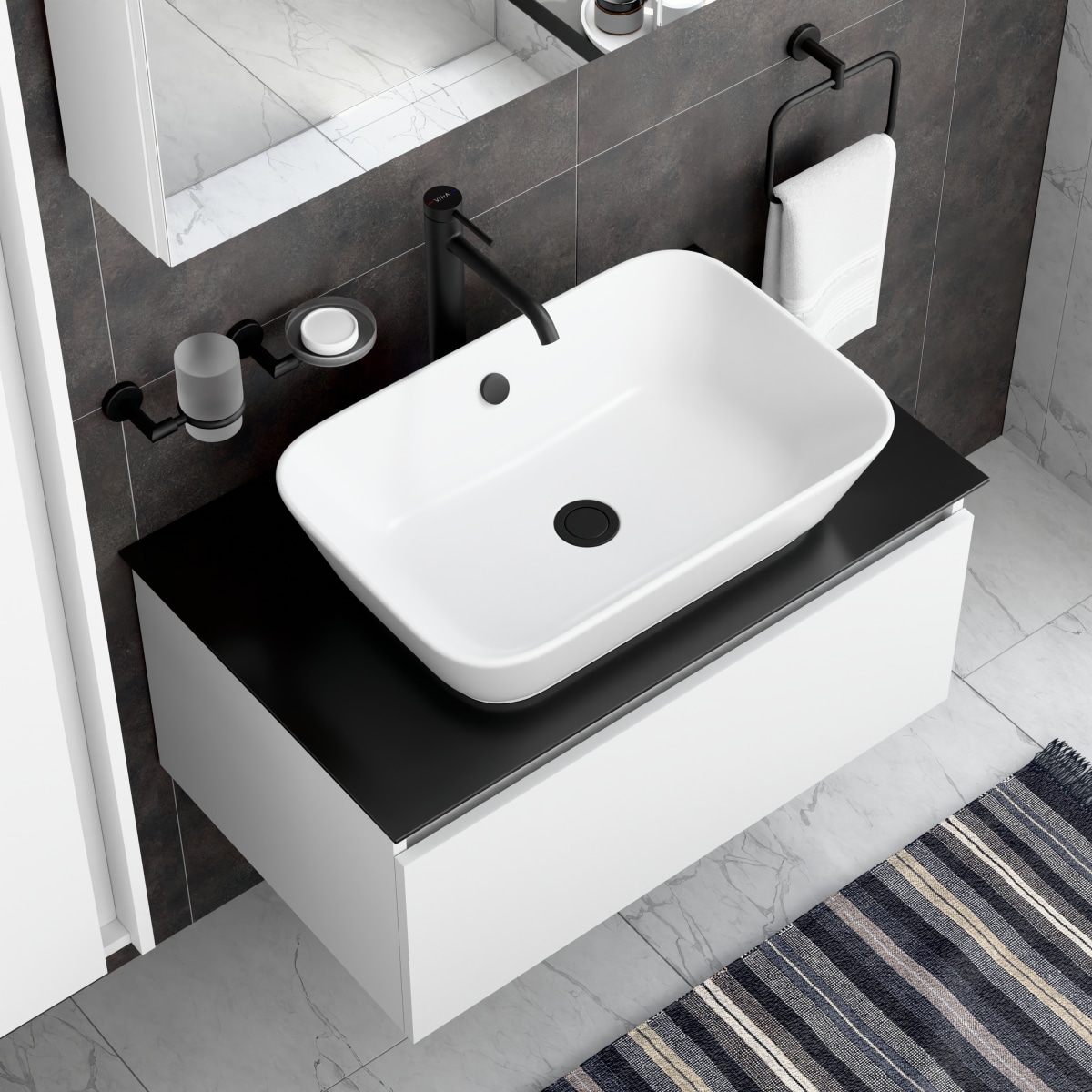 Смеситель для раковины-чаши VitrA Minimax Round (Минимакс Раунд) A4353436EXP однорычажный матовый черный латунь