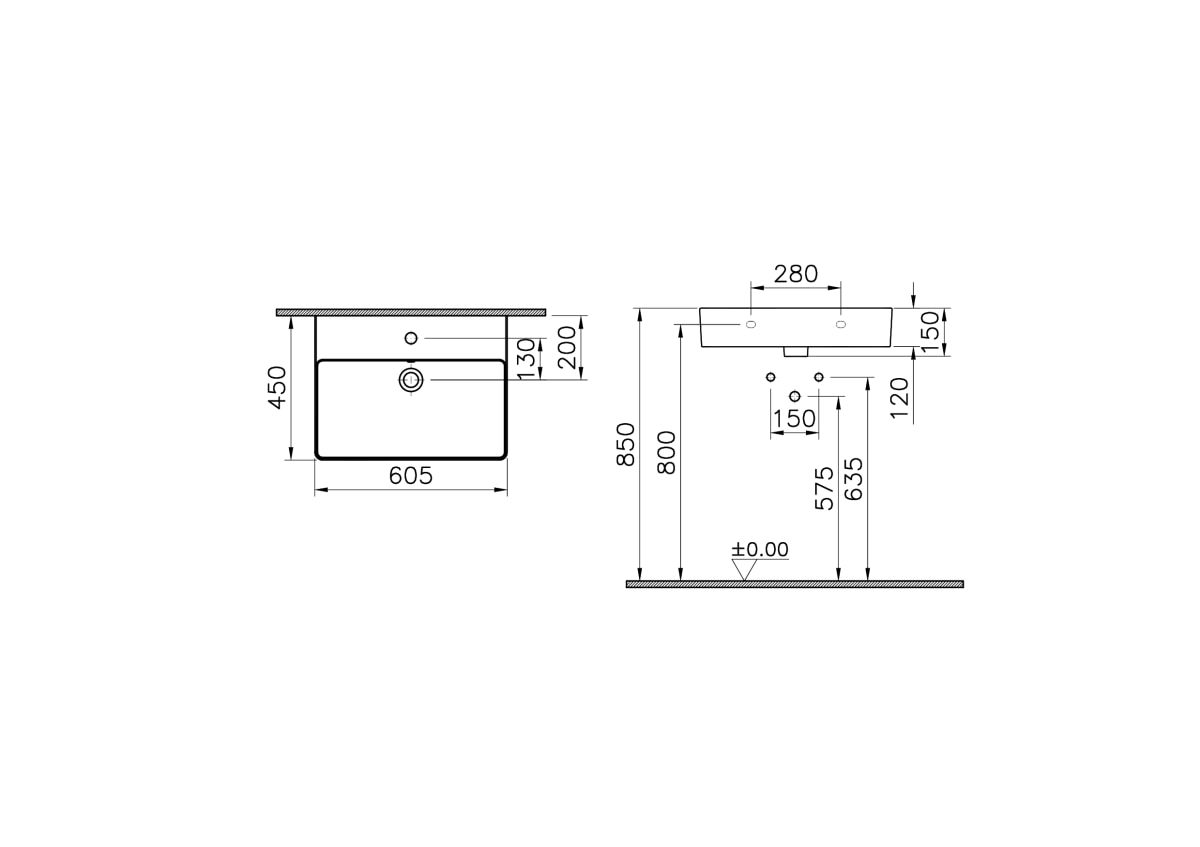 Раковина VitrA M20 8314B003-0001, 60 x 45 см, белая, санитарный фарфор