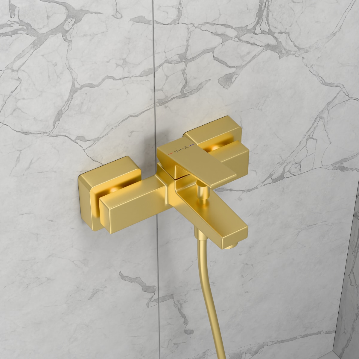 Настенный смеситель для ванны VitrA Minimax Square (Минимакс Сквуэр) A4352025EXP однорычажный брашированное золото латунь