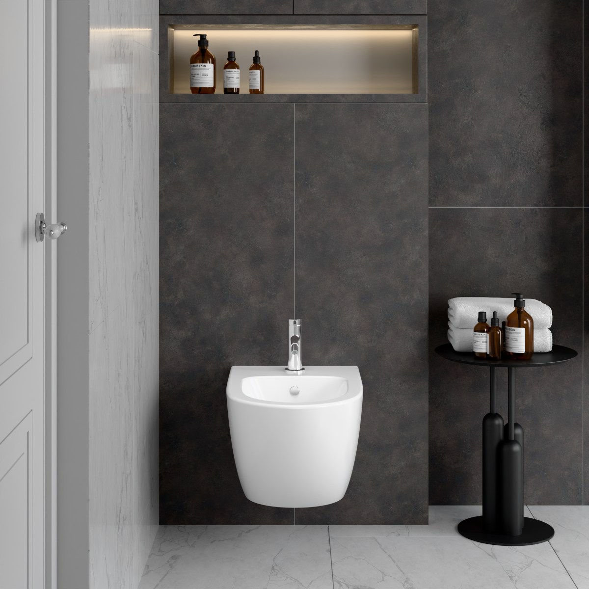 Биде VitrA Sento (Сенто) 4338B003-1046 подвесное белое с отверстием под смеситель покрытие Hygiene (Хайджн)